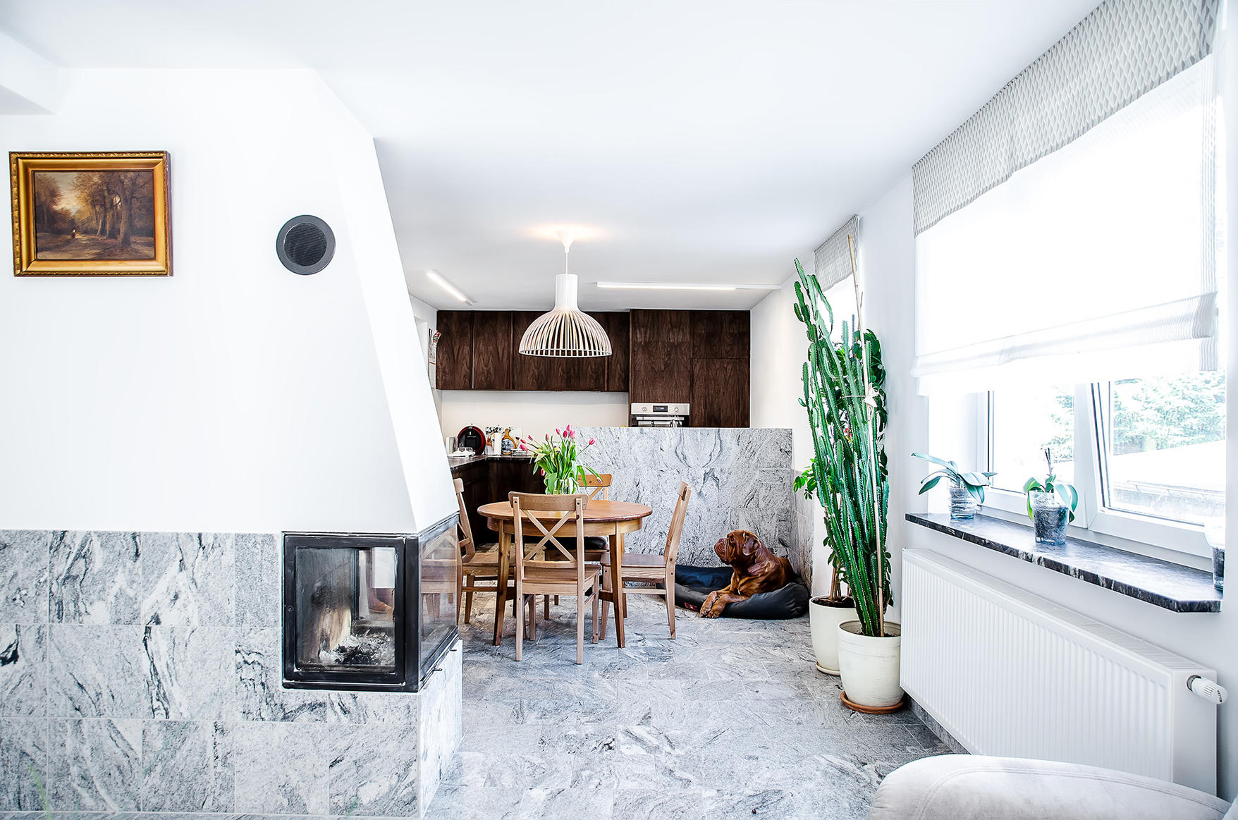 view of the kitchen and living space